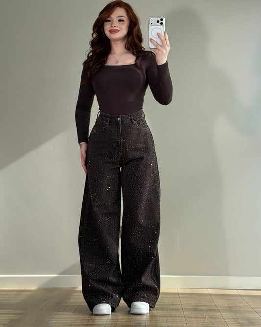 Baggy Jeans Brillant Marron